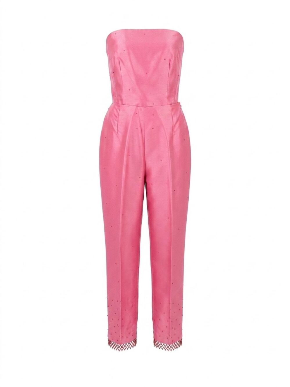 Ann Taylor 100% Silk Fuchsia Beaded 2-Piece Set Top & Pants 4 Coquette Y2K